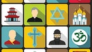 Spielfeld mit verschiedenen Glaubenssymbolen | Bild: colourbox.com