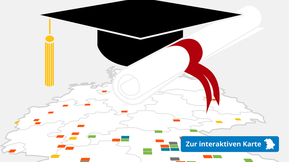 Karte: Hochschulen und Universitäten in Deutschland | Bild: BR