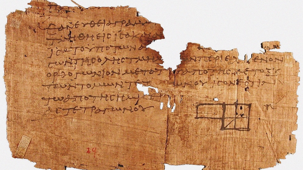 Papyrus Oxyrhynchus 29, with a fragment of Euclid's Elements, Between 75 and 125 AD. Found in the Collection of Penn Museum.
| Bild: picture alliance / Heritage-Images | © Fine Art Images/Heritage Images