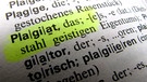 Markierter Eintrag im Wörterbuch: "Plagiat" | Bild: picture-alliance/dpa