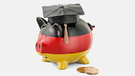 Symbol eines Sparschweins in schwarz-rot-golden für die Überbrückungshife für Studierende | Bild: colourbox.com
