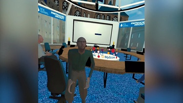 Der Avatar von Prof. Dr. Simone Paganini im virtuellen Seminarraum. | Bild: BR