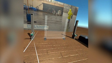 Aufbau einer Hochwasser-Schutzwand in Virtual Reality. | Bild: BR
