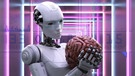 Künstlerische 3D-Illustration eines Cyborgs mit künstlicher Intelligenz, Gehirn in den Händen haltend | Bild: picture alliance / CHROMORANGE | Knut Niehus