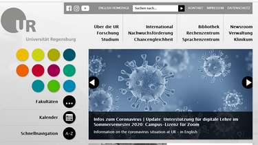 Screenshot: Homepage der Uni Regensburg zu Zeiten der Corona-Krise | Bild: Universität Regensburg