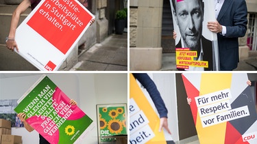 Wahlkampfplakate verschiedener Parteien | Bild: picture-alliance/dpa
