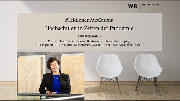 #LektionenAusCorona | Gespräch mit Prof. Dr. Beate A. Schücking (Universität Leipzig) | Bild: Wissenschaftsrat (via YouTube)