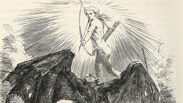 Holzstich von Adolph von Menzel, 1851:"Apoll im Kampf mit einem Drachen" | Bild: picture-alliance/dpa