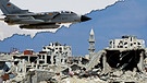Deutsches Tornado-Aufklärungsflugzeug, Ruinen von Homs | Bild: Fotos: dpa, Montage: BR