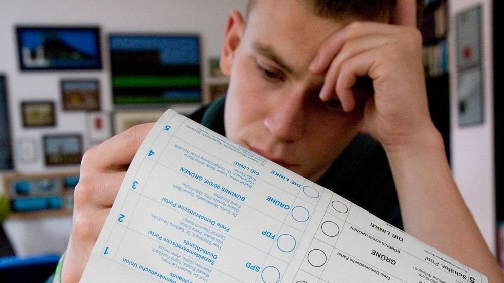 Junger Mann mit Wahlzettel; Bild: dpa | Bild: picture-alliance/dpa