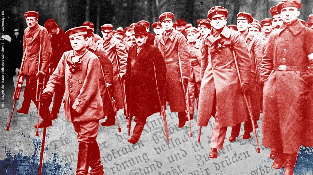 Soldaten vor dem Landtag während der bayerischen Revolution | Bild: Bayerische Staatsbibliothek München - Bildarchiv / Montage: BR