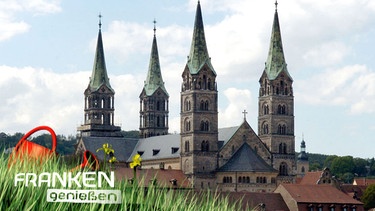 Bamberger Dom mit "Franken genießen"-Logo | Bild: picture-alliance/dpa