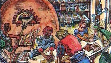 Historische Zeichnung eines Bäckerbetriebs | Bild: BR-Studio Franken