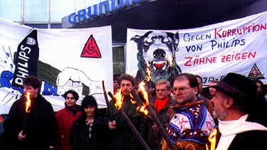 Grundig-Mitarbeiter protestieren 1996 | Bild: picture-alliance/dpa
