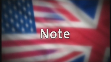 Das Wort Note vor einer britisch-amerikanischen Flagge | Bild: Bayerischer Rundfunk