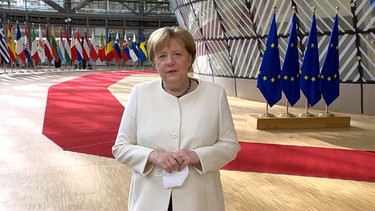 Kanzlerin Merkel beim EU-Sondergipfel in Brüssel | Bild: Bayerischer Rundfunk 2020