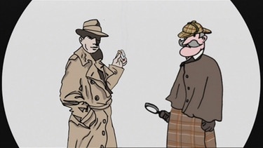 Hymphrey Bogart und Sherlock Holmes als Comicfiguren | Bild: Bayerischer Rundfunk