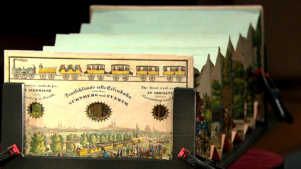 Diorama. Wie eine Illusionsmaschine im Taschenformat fungiert um 1845 dieses Diorama, das den Betrachter scheinbar zum Zeugen der Einweihung von Deutschlands erster Eisenbahnstrecke machte. Geschätzter Wert: 1.500 bis 1.800 Euro  | Bild: Bayerischer Rundfunk