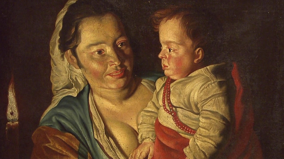Mutter mit Kind oder auch "Amme mit Kind", vermutlich vom niederländischen Caravaggisten Matthias Stomer | Bild: Bayerischer Rundfunk