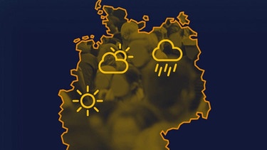 Deutschlandkarte Ausschnitt mit Wettersymbolen | Bild: Bayerischer Rundfunk