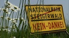 Schild "Nationalpark Steigerwald - Nein danke!" | Bild: Bayerischer Rundfunk