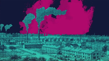 Symbolbild für industrielle Revolution: rauchende Fabrikschlote. | Bild: colourbox.com, picture-alliance/dpa, BR, Montage: BR