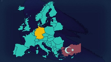 Illustration: Die größte Gruppe der Eingewanderten aus Nicht-EU-Ländern stammt aus der Türkei. | Bild: BR