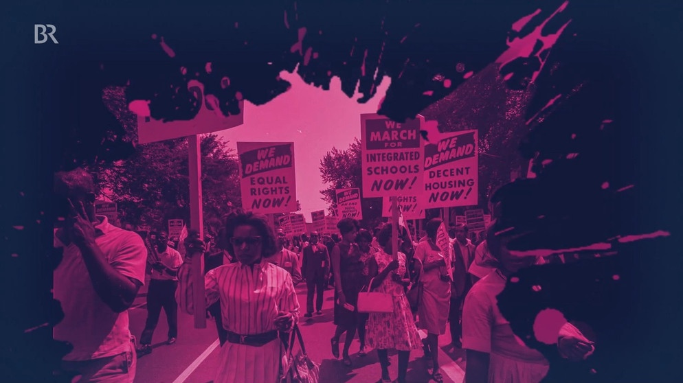 Bild-Collage Demonstration gegen Rassentrennung in den USA | Bild: Copyright: BR, colourbox.com, picture-alliance/dpa; Montage: BR