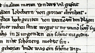 Alte Handschrift mit dem Buchstaben E über einem Vokal als Vorläufer des Umlautes. | Bild: picture-alliance/dpa