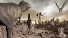 Dinosaurier T-Rex und ein Pteranodon (Flugsaurier) | Bild: colourbox.com