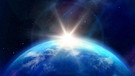 Ein blauer Planet im Weltall bei Sonnenaufgang (Computergraphik)  | Bild: picture alliance / blickwinkel