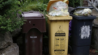 Mülltonnen vor einem Wohnhaus | Bild: picture-alliance/dpa