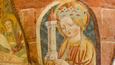 Heilige Barbara - Wandmalerei, 1490, von Johannes aus Kastav, Dreifaltigkeitskirche in Hrastovlje (Obalno-kraska, Slowenien). | Bild: picture alliance / Yvan Travert / akg-images | / akg-images