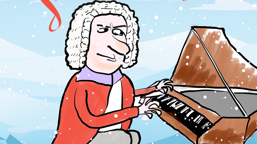 Bach sitzt am Instrument und versucht, sein Weihnachtsoratorium fertig zu komponieren | Bild: BR