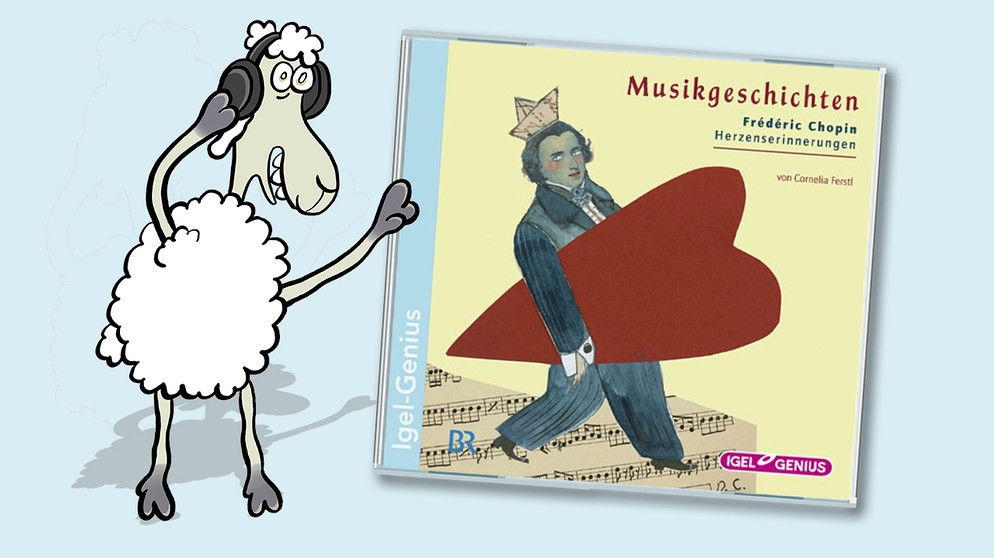 CD-Cover "Frédéric Chopin - Herzenserinnerungen" von Cornelia Ferstl  | Bild: Schaf Elvis: Teresa Habild | CD-Cover: Igel Records | Montage BR