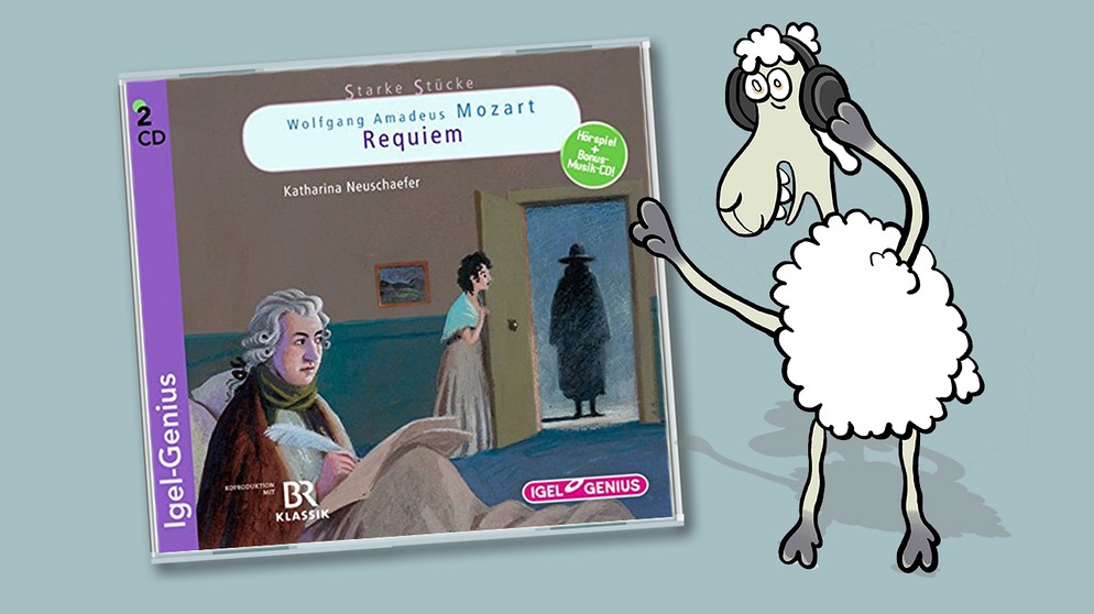 CD-Cover "Mozart - Requiem" von Katharina Neuschaefer | Bild: Schaf Elvis: Teresa Habild | CD-Cover: Igel Records | Montage BR