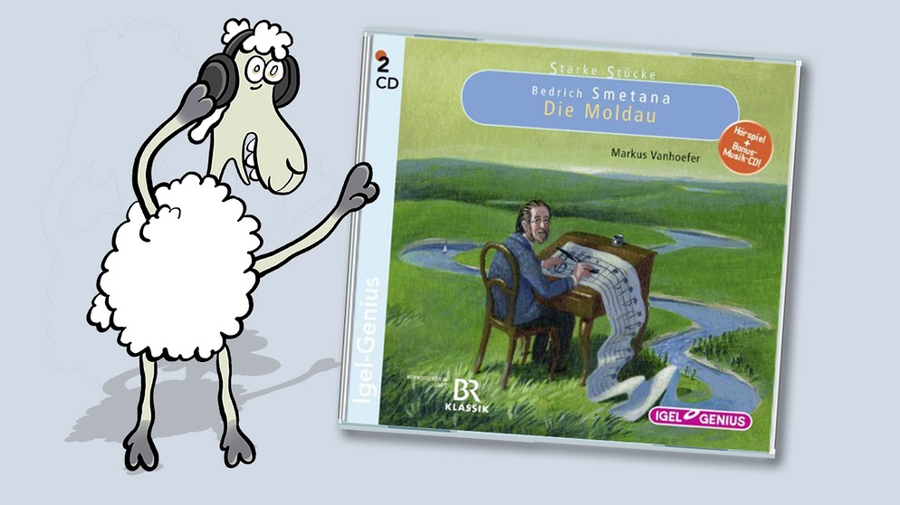 CD-Cover: "Bedrich Smetana: Die Moldau" von Markus Vanhoefer | Bild: Schaf Elvis: Teresa Habild | CD-Cover: Igel Records | Montage BR