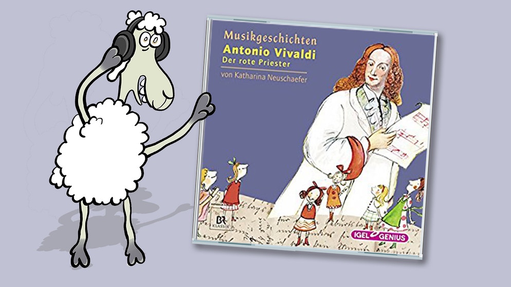 CD-Cover: "Antonio Vivaldi - Der rote Priester" von Katharina Neuschaefer | Bild: Schaf Elvis: Teresa Habild | CD-Cover: Igel Records | Montage BR