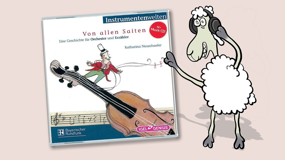 CD-Cover "Von allen Saiten" von Katharina Neuschaefer | Bild: Schaf Elvis: Teresa Habild | CD-Cover: Igel Records | Montage BR