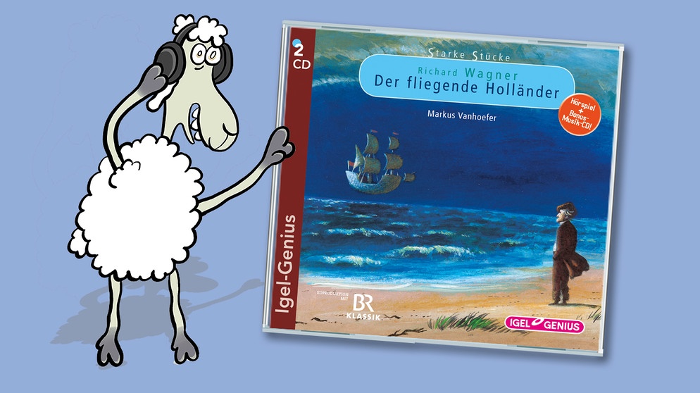 CD-Cover: "Wagner - Der fliegende Holländer" von Markus Vanhoefer | Bild: Schaf Elvis: Teresa Habild | CD-Cover: Igel Records | Montage BR