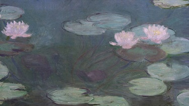 Ein Ausschnitt aus dem Bild "Nymphéas roses" (Rosa Seerosen) des französischen Malers Claude Monet (1840-1926). Das Bild zeigt den Seerosenteich im Garten des Künstlers in Giverny und hängt jetzt in der Galleria Nazionale d'Arte Moderna in Rom. | Bild: picture alliance/akg-images