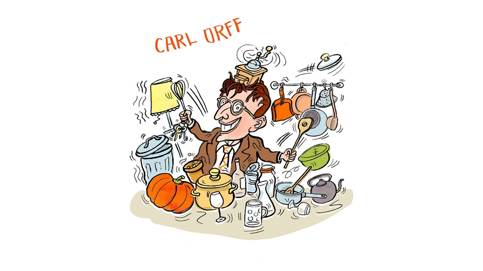 gezeichnetes Porträt des Komponisten Carl Orff | Bild: BR / Teresa Habild