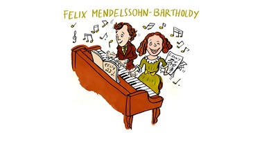gezeichnetes Porträt des Komponisten Felix Mendelssohn Bartholdy mit seiner Schwester Fanny | Bild: BR | Teresa Habild