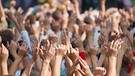 Viele Hände recken sich bei einem Festival-Konzert in die Höhe | Bild: colourbox.com