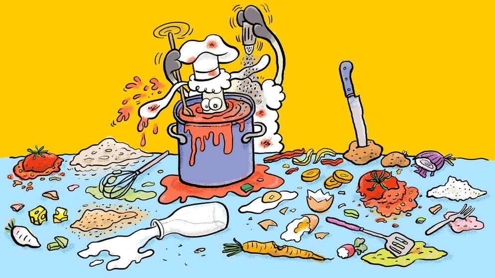 Schaf Elvis kocht und veranstaltet Chaos in der Küche | Bild: BR; Teresa Habild