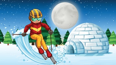 Illustration: Skifahren auf dem Mond | Bild: colourbox.com