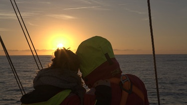Das Ocean College kurz vor der zweiten Überfahrt über den Atlantik. Eindrücke von der Vorbereitung. Sonnenuntergang an Deck. | Bild: Ocean College