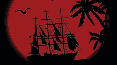 Illustration: Ein Segelschiff als Schattenriss vor einer roten Sonne. | Bild: colourbox.com