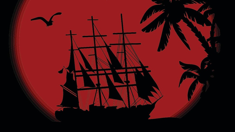 Illustration: Ein Segelschiff als Schattenriss vor einer roten Sonne. | Bild: colourbox.com