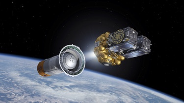 Zwei weitere Satelliten für das EU-Navigationssystem Galileo sind seit dem 22.08.2014 in der Erdumlaufbahn unterwegs.  | Bild:  ESA/J. Huart/dpa